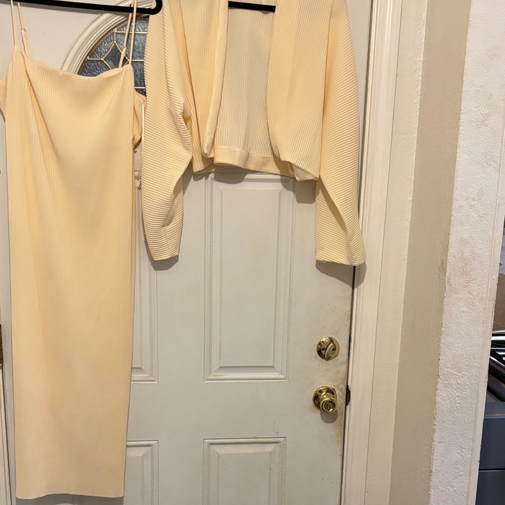 Astr Cream Dress and Cardigan Set - NWT